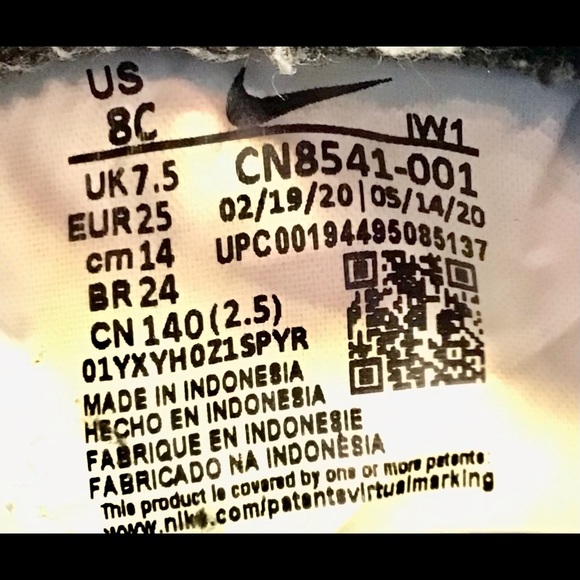 Nike Air Force 1 Worldwide Infant Black Flash Crimson Sneakers - Picture 6 of 7